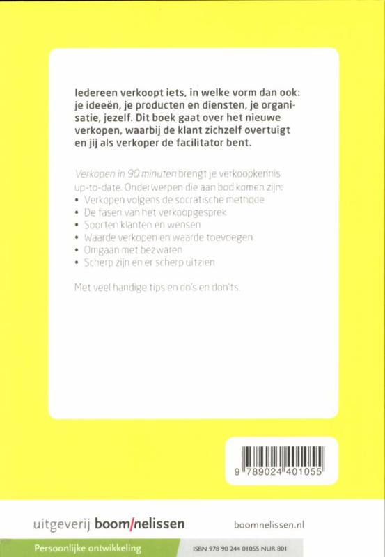 Achterkant van Verkopen in 90 minuten