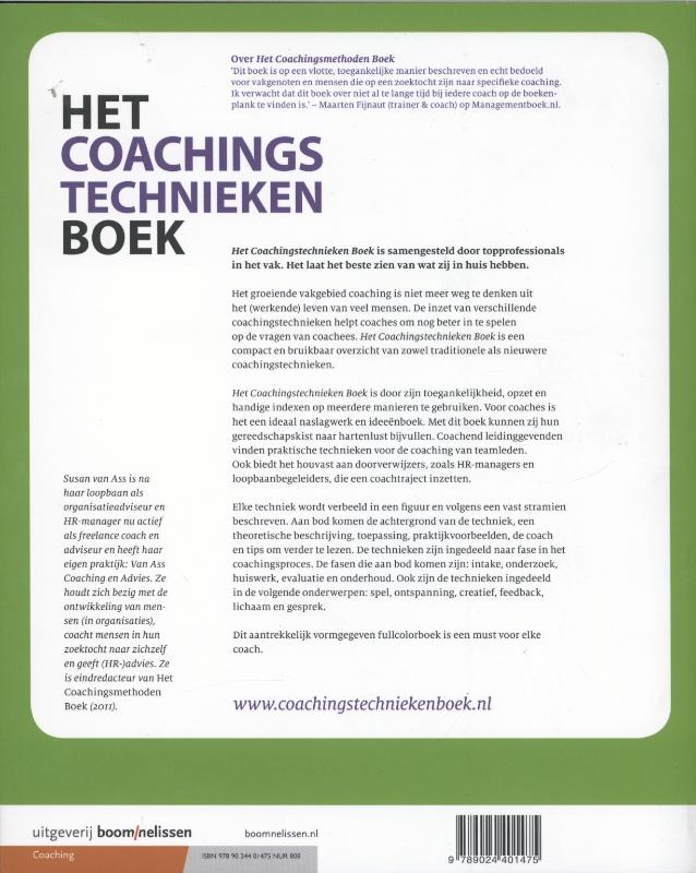 Achterkant van Het coachingstechnieken boek