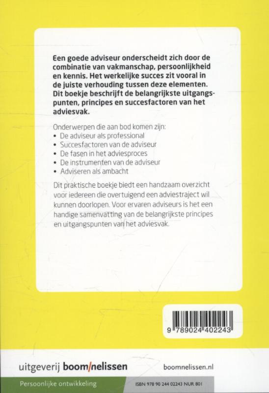 Achterkant van Adviseren in 90 minuten