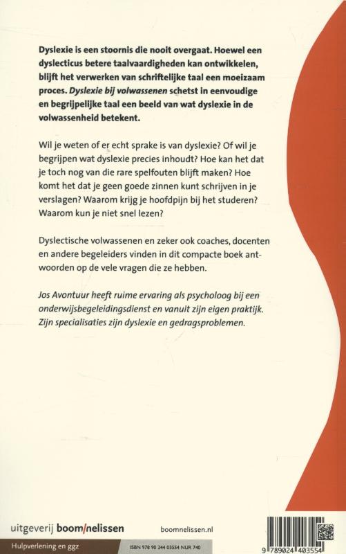 Achterkant van Dyslexie bij volwassenen