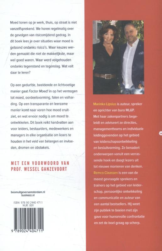 Achterkant van Factor Moed!