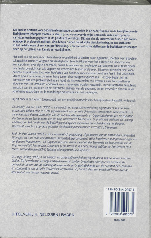 Achterkant van Bedrijfswetenschappelijk onderzoek