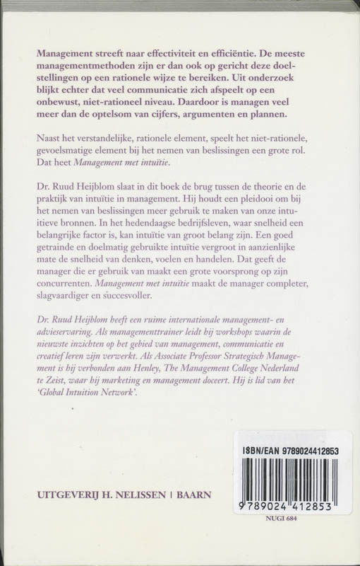 Achterkant van Management met intuitie