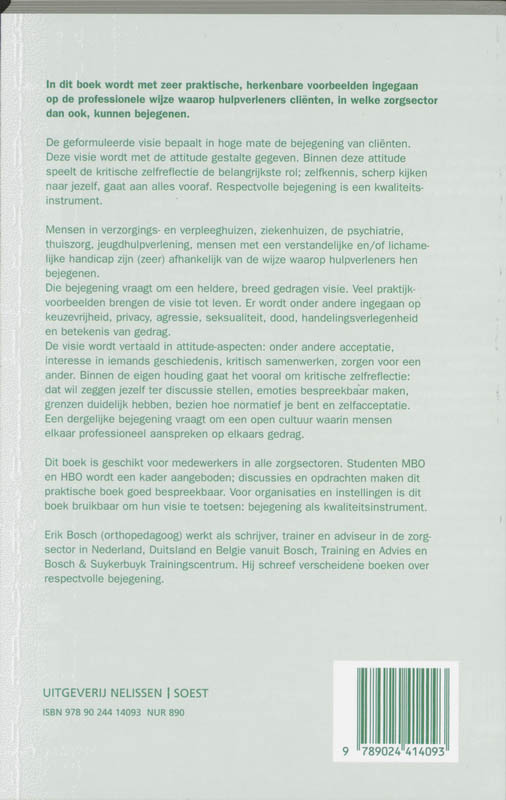 Achterkant van Bejegening in de zorg