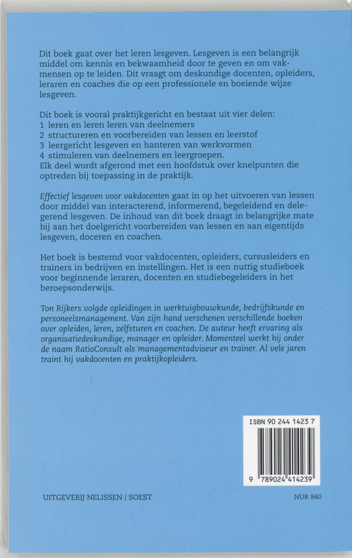 Achterkant van Effectief lesgeven voor vakdocenten