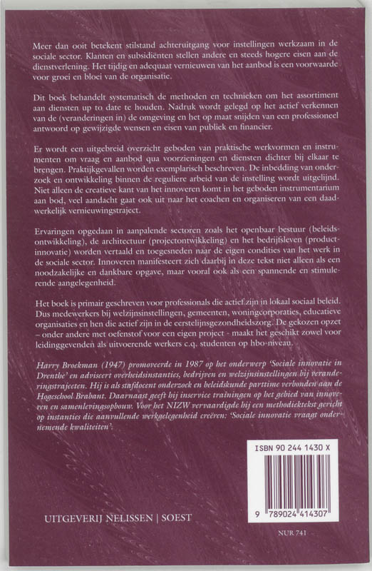 Achterkant van Innoveren in de sociale sector