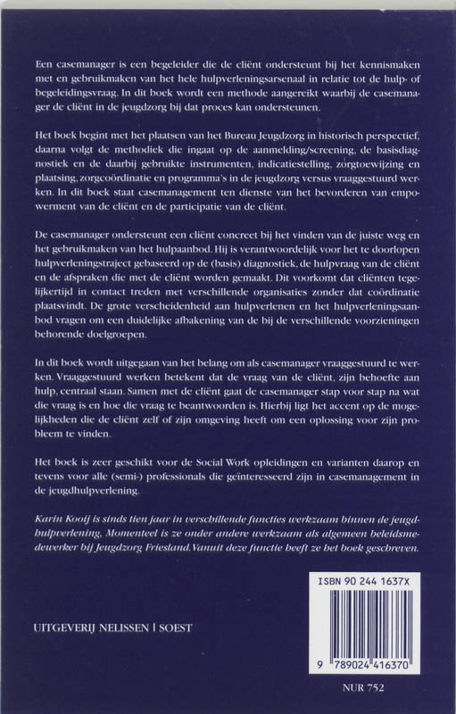 Achterkant van Casemanagement in het Bureau Jeugdzorg