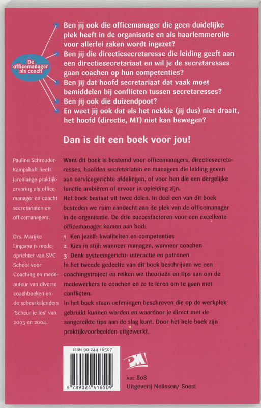 Achterkant van De office-manager als coach