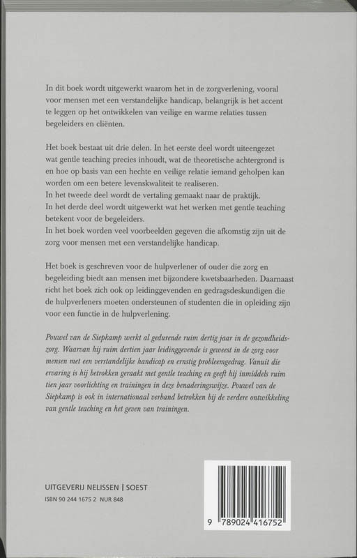Achterkant van Gentle teaching