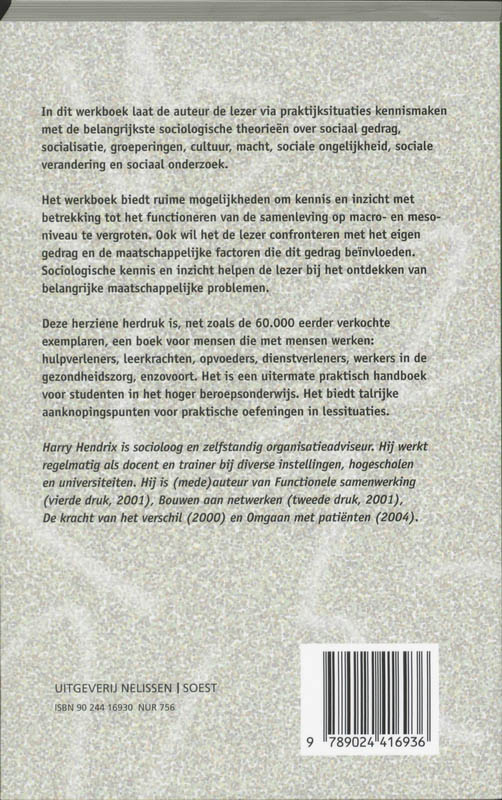 Achterkant van Werkboek sociologie