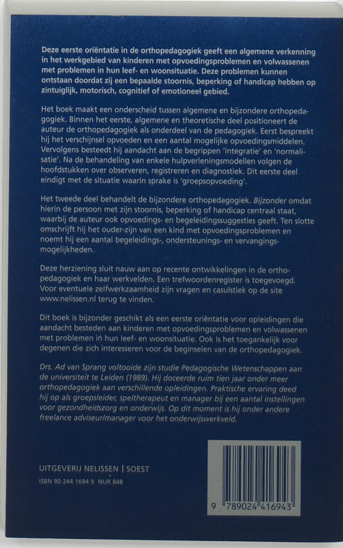 Achterkant van Orthopedagogiek
