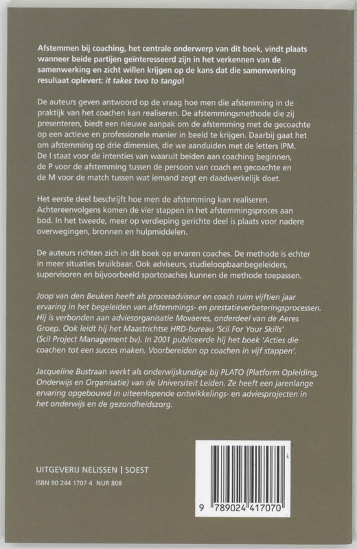 Achterkant van Coachen : it takes 2 to tango