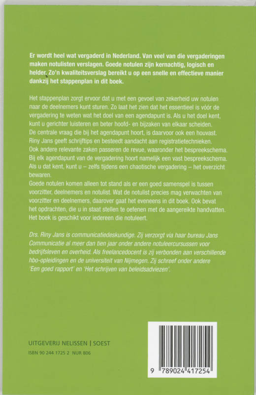 Achterkant van Kernachtig notuleren