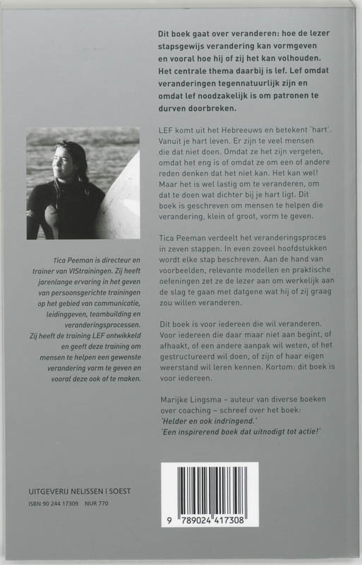 Achterkant van Heb LEF, durf te veranderen