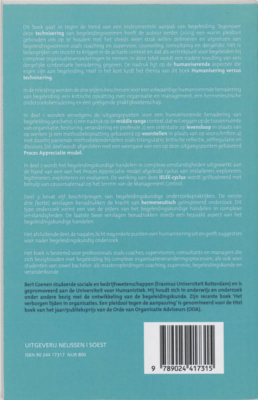 Achterkant van Humanisering van Begeleiding