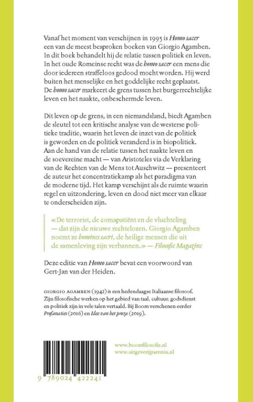 Achterkant van Homo Sacer