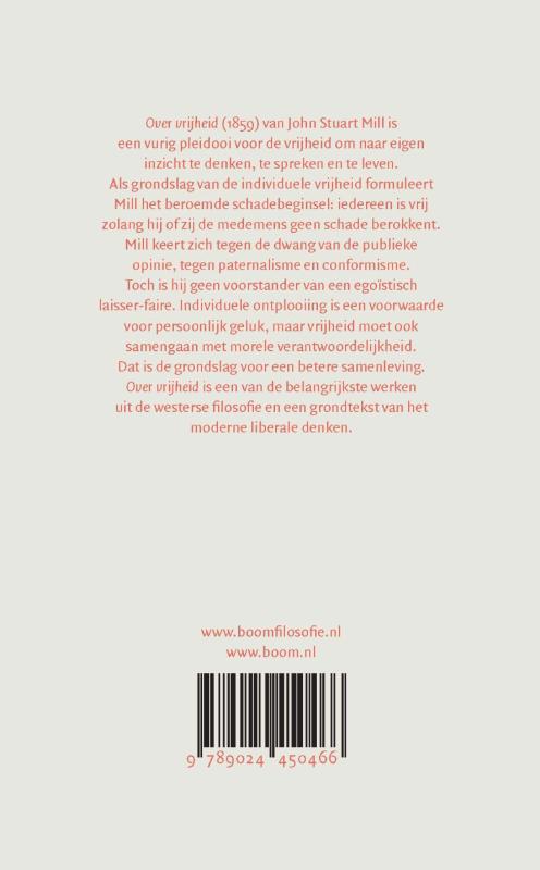 Achterkant van Over vrijheid