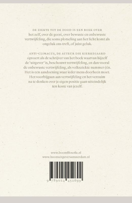 Achterkant van De ziekte tot de dood