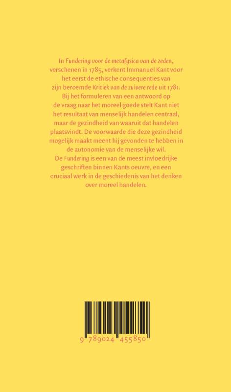Achterkant van Fundering voor de metafysica van de zeden