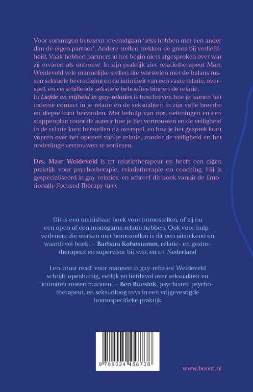 Achterkant van Liefde en vrijheid in Gay-relaties