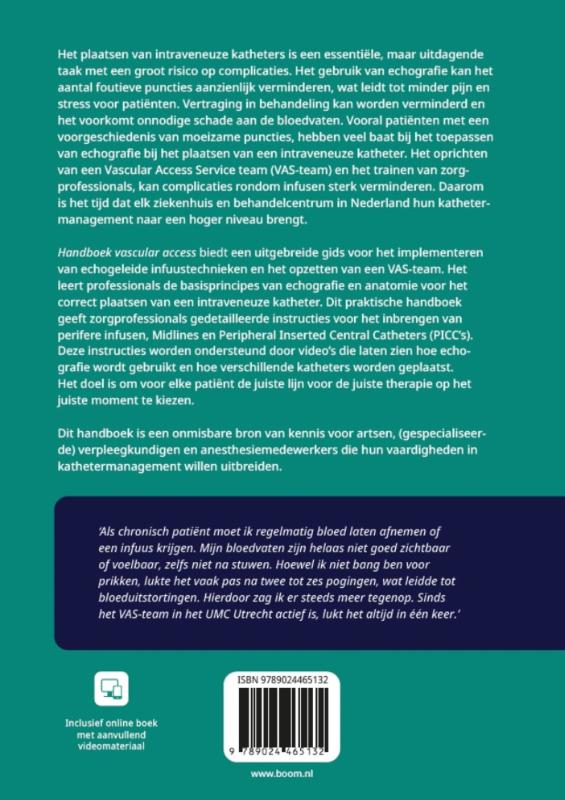 Achterkant van Handboek vascular access