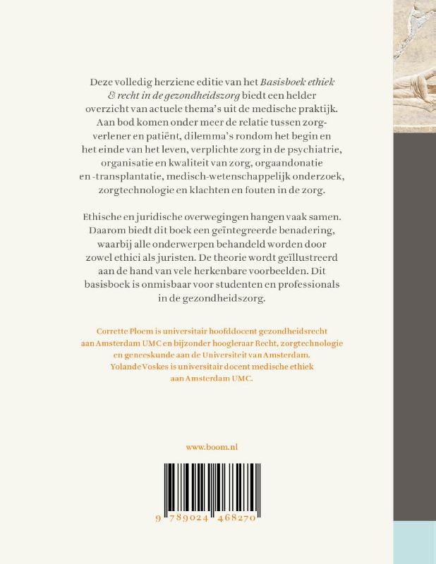 Achterkant van Basisboek ethiek en recht in de gezondheidszorg