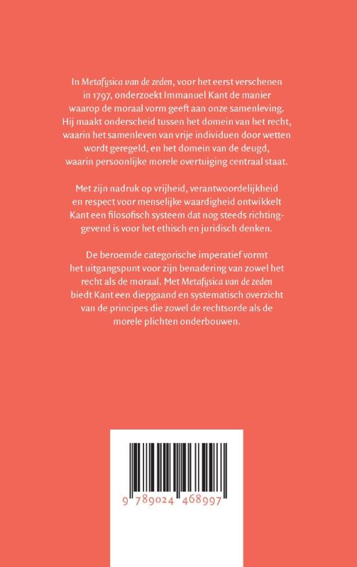 Achterkant van Metafysica van de zeden