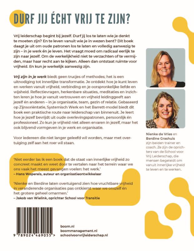 Achterkant van Vrij zijn in je werk