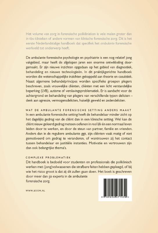 Achterkant van Handboek ambulante forensische psychologie en psychiatrie