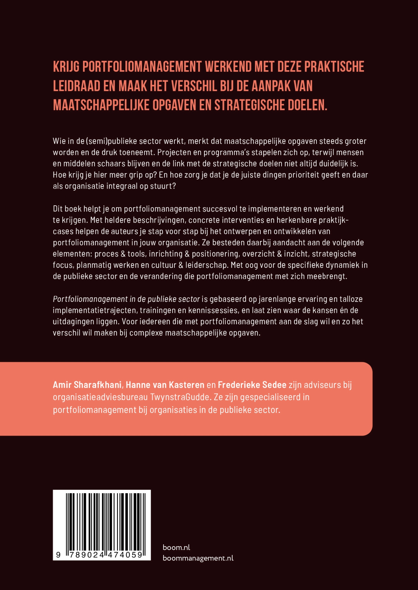 Achterkant van Portfoliomanagement in de publieke sector