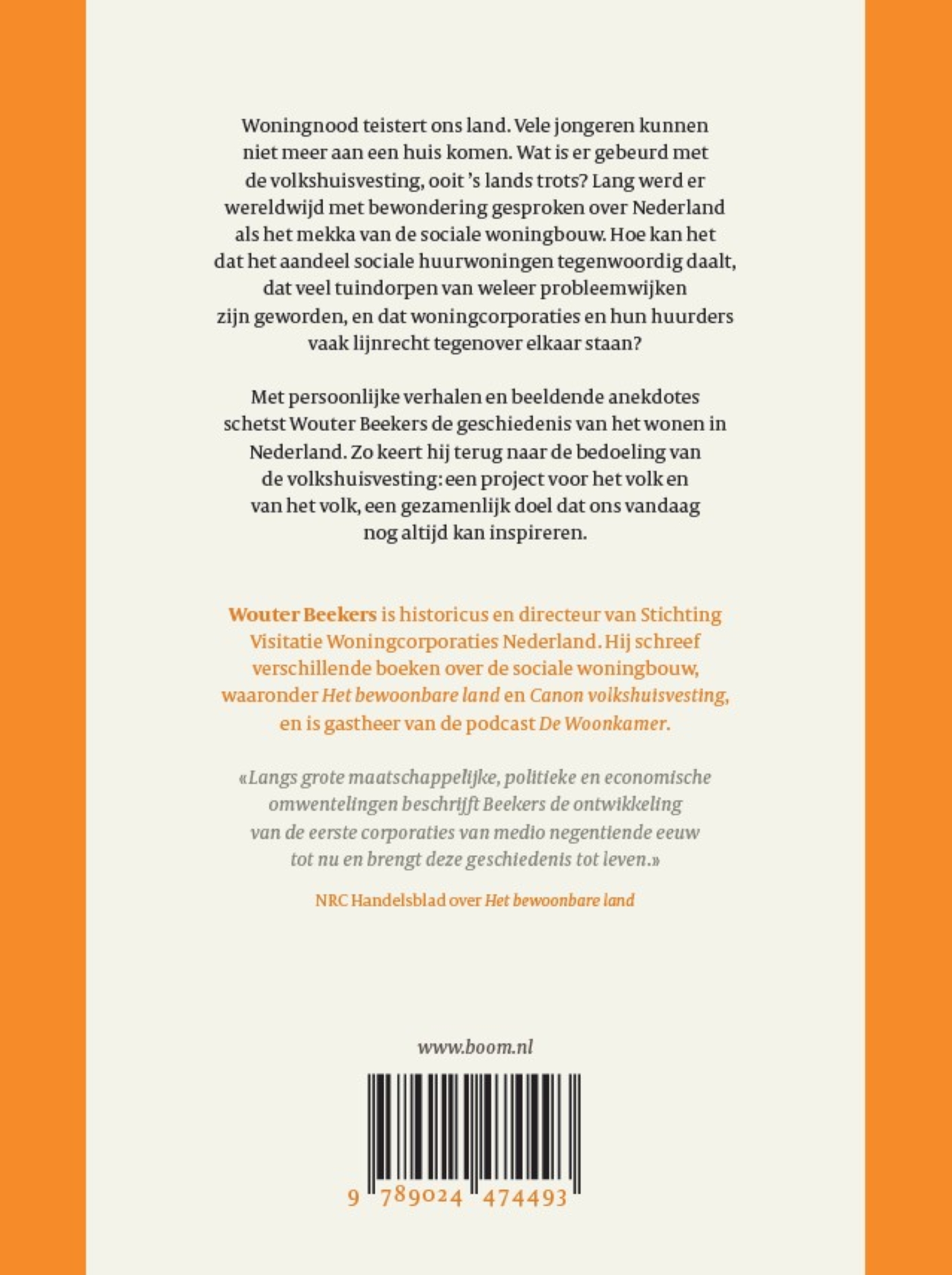 Achterkant van Wonen, wonen, wonen