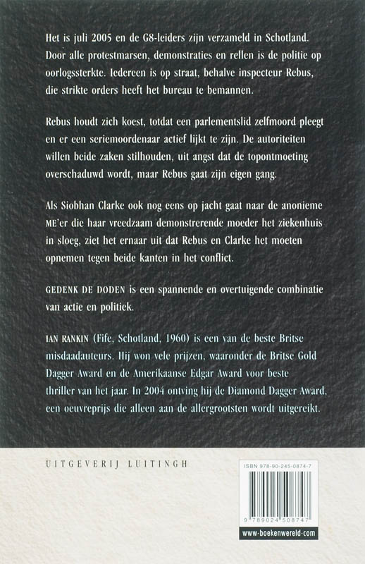 Achterkant van Gedenk de doden