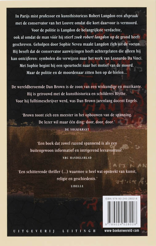 Achterkant van De Da Vinci code