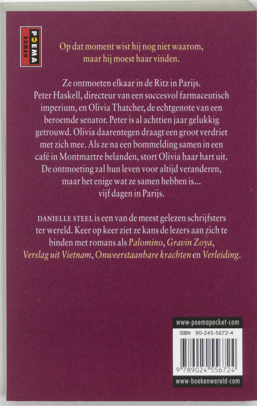 Achterkant van Vijf dagen in Parijs