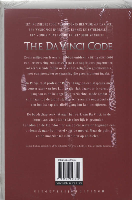 Achterkant van The Da Vinci code