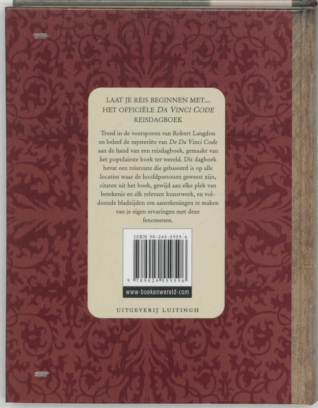Achterkant van Het Da Vinci code reisdagboek