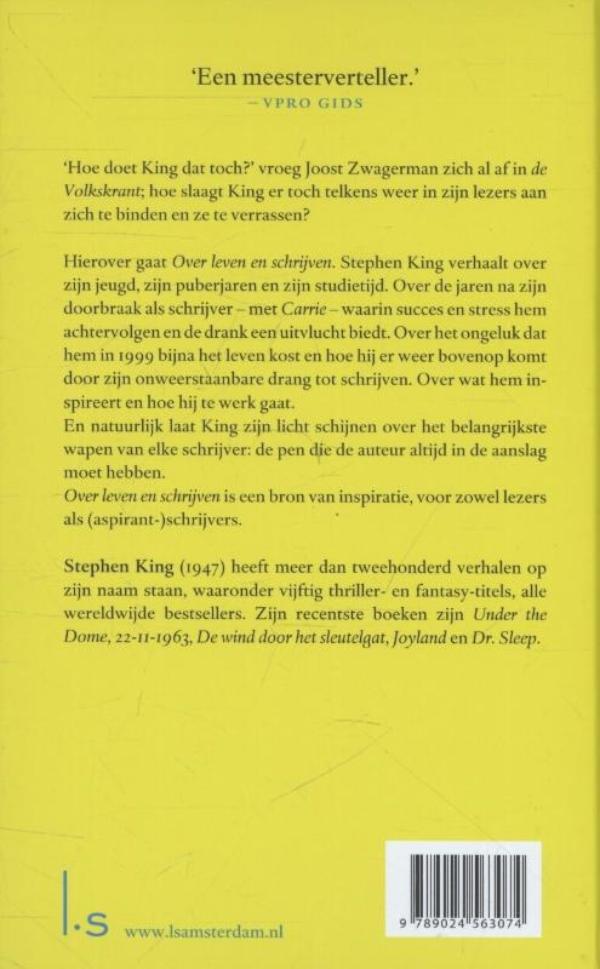 Achterkant van Over leven en schrijven