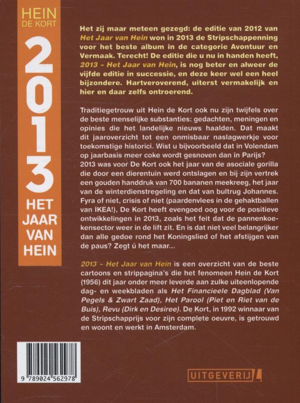 Achterkant van 2013 het jaar van Hein