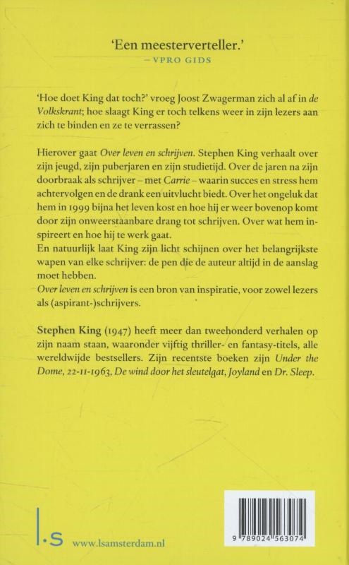 Achterkant van Over leven en schrijven