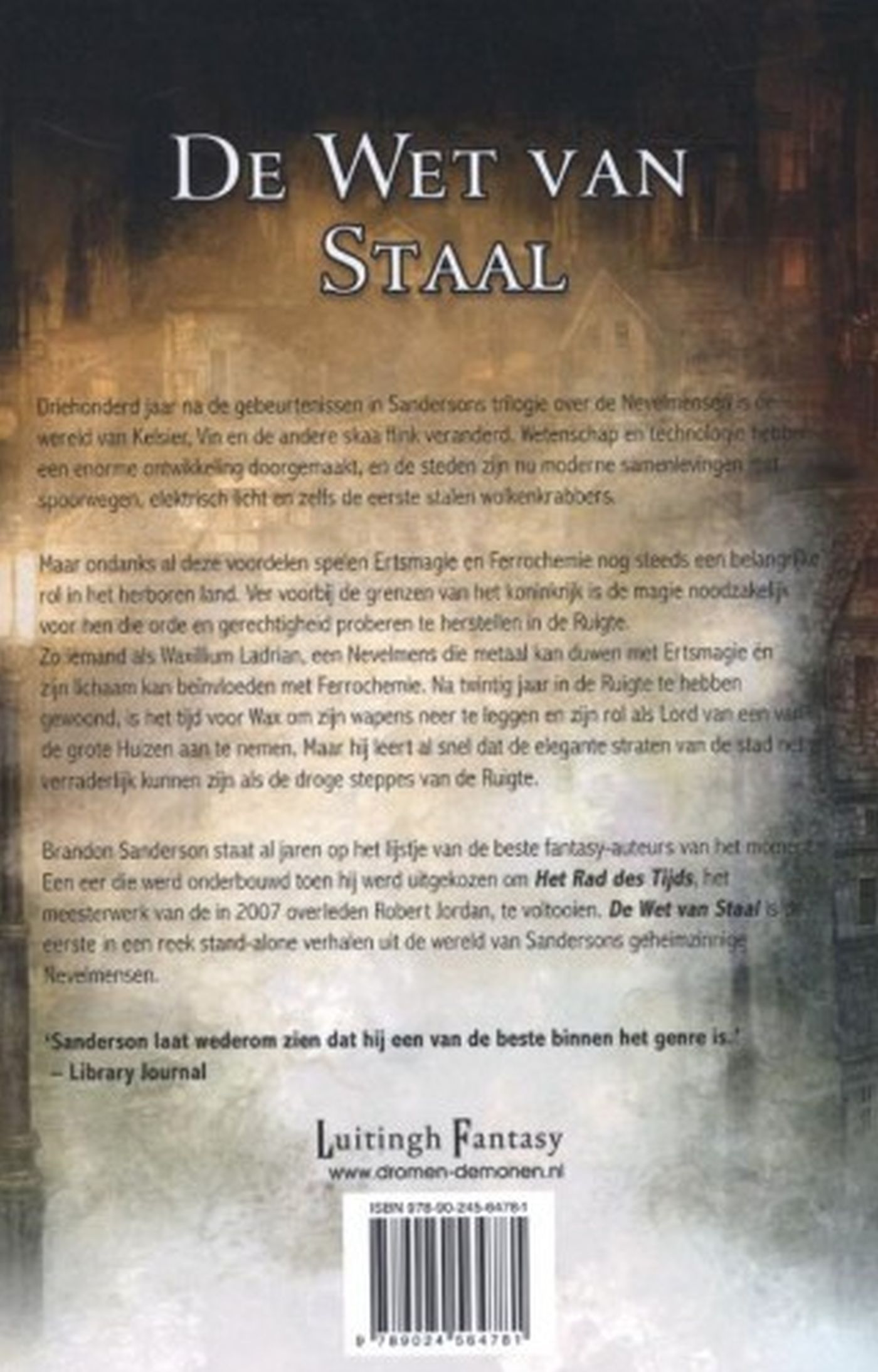 Achterkant van De wet van staal