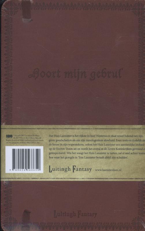 Achterkant van Game of Thrones Notitieboek - Huis Lannister