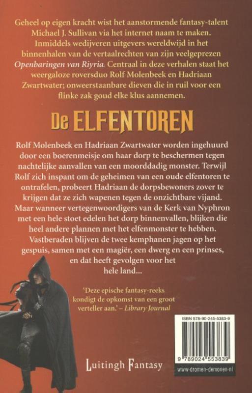 Achterkant van De Openbaringen van Riyria 2 - De Elfentoren (POD)