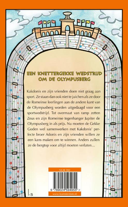 Achterkant van Gekke goden en de Olympische Spelen