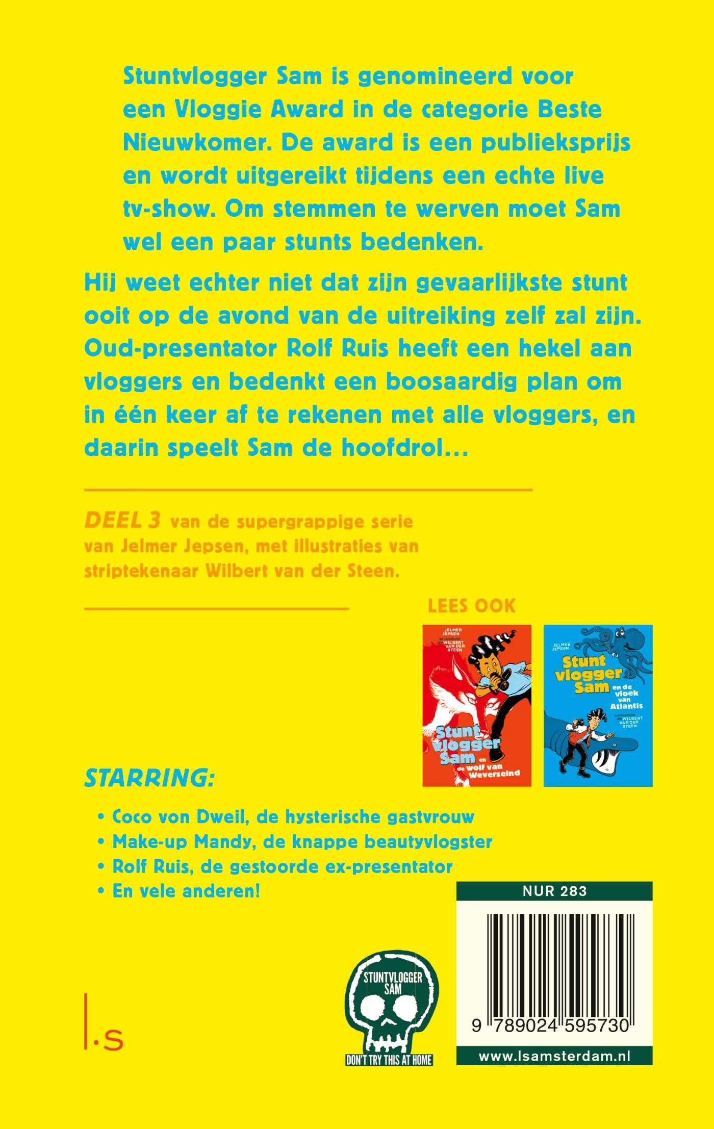Achterkant van Stuntvlogger Sam en de strijd om de award