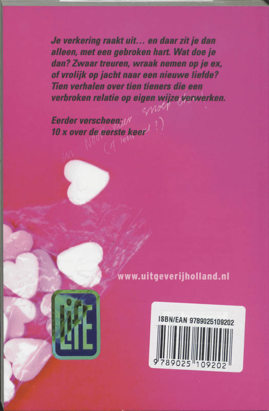 Achterkant van Tien keer over een gebroken hart