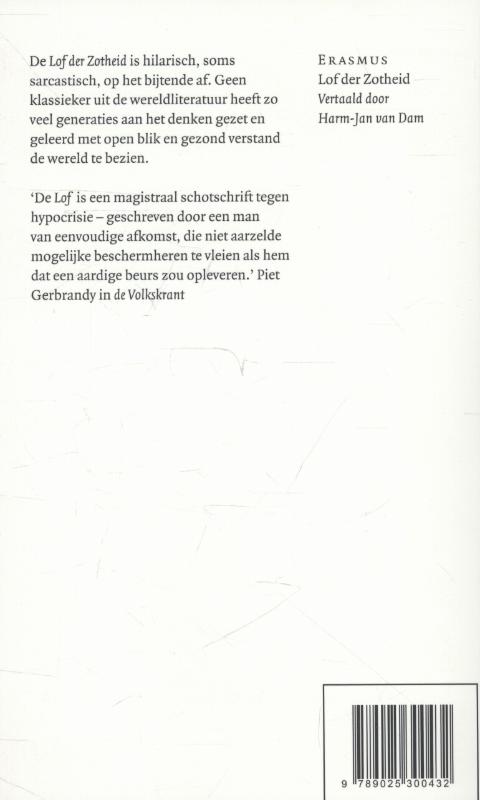 Achterkant van Lof der zotheid of de dwaasheid gekroond