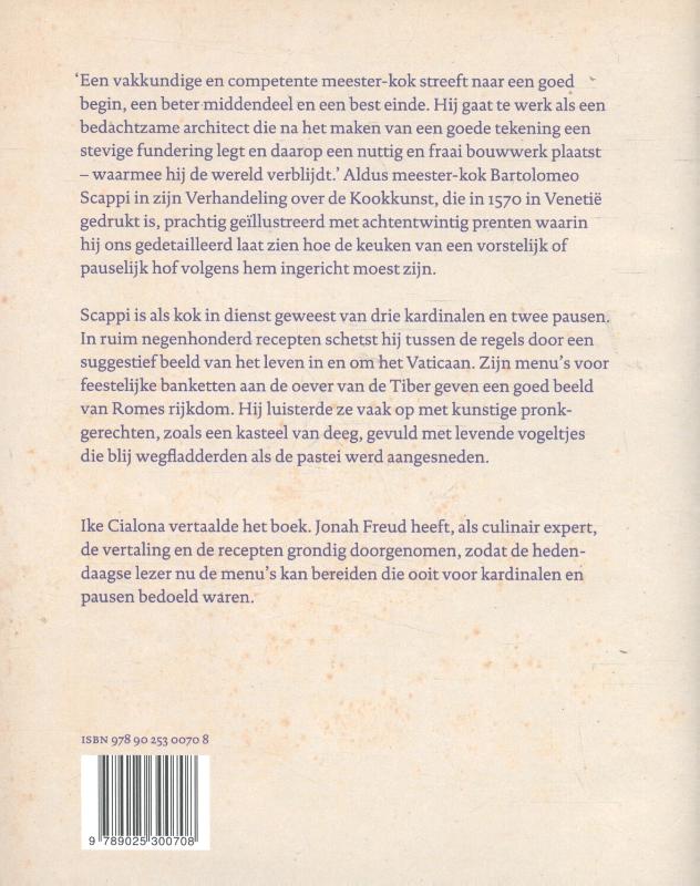 Achterkant van Koken voor kardinalen