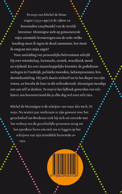 Achterkant van De essays