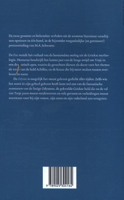 Achterkant van Ilias & Odyssee