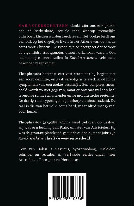 Achterkant van Karakterschetsen